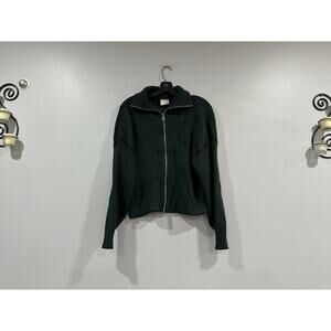 VARLEY Carmen Rib-Knit Zip Through Cardigan Darkest Spruce Sweater Large L